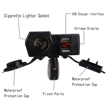 DJSona 12V/24V Dvojni Polnilnik USB LED Voltmeter Vtičnico Cigaretnega Vžigalnika za Telefon Nepremočljiva Polnilec za Avto, motorno kolo, Čoln