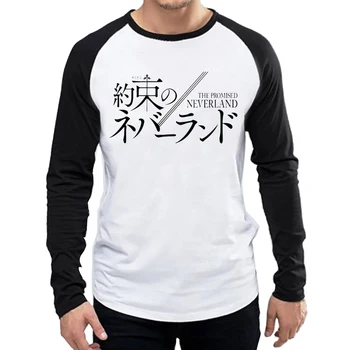 Dolg Rokav Je Obljubil Neverland T Shirt Mens Moda Anime Je Obljubil Neverland Majica s kratkimi rokavi Top Tees tshirt Poln Rokav Obleke