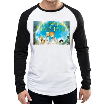 Dolg Rokav Je Obljubil Neverland T Shirt Mens Moda Anime Je Obljubil Neverland Majica s kratkimi rokavi Top Tees tshirt Poln Rokav Obleke