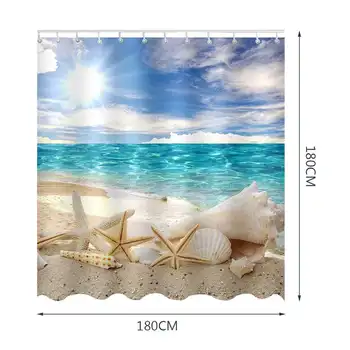 Doma Dekor Sonca Seashell kopalnica Tuš za domače Izdelek Dekoracijo Nepremočljiva Peščene plaže kopel zavese