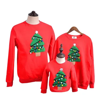 Družina Ujemanja Obleke 2020 Zimskem času Božično drevo Družine Poglej, Mati, Hči Otroci majica Polar Runo Toplo Družinsko Oblačila