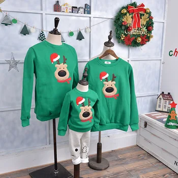 Družina Ujemanje Puloverji Jelenov Santa Claus Hoodies za Otroka Božič Pižamo Nove Let Družino Videz Kostum, Mama, Sin Bebe Oblačila