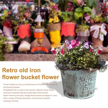 Država retro stare kovinske cvet vedro cvet ustvarjalni dom namizno dekoracijo kovinskih obrti železa vedro majhni cvetlični lonček