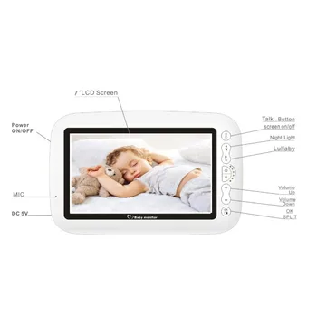 Dual View LCD-zaslon baby monitor kamera 720P HD brezžični 7.0 Palčni IR Nočno vizijo Interkom nadzorovanja Temperature Varuška fotoaparat