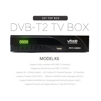 DVB-T2/T Digitalni TV-Tuner H. 265/HEVC Za Italijo 10bit Prizemno TV Sprejemnik Dekoder Vgrajen priključek RJ45 Podpira Youtube, AC3 HD Audio
