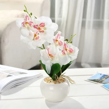 Dvojne Vilice Phalaenopsis Bonsaj umetno cvetje poroka doma dekor mariage svile Umetnih rastlin manualidad Posajenih rastlin