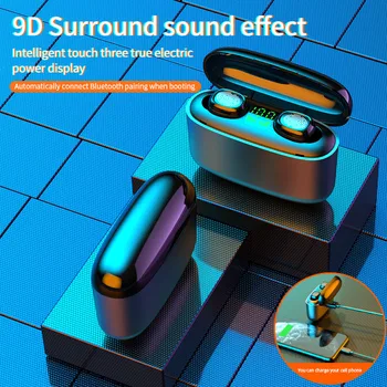 Dvojni Brezžični Mikrofon Slušalke F9 TWS Slušalke 9D Stereo Glasbe, Slušalke Bluetooth 5.0 Dotik Slušalka Z 3500mAh Polnjenje Box