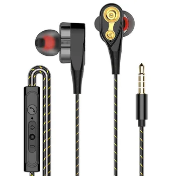 Dvojni Disk V Uho Slušalke Bass Subwoofer Stereo Žične Slušalke, Mikrofon Šport Teče Čepkov za Samsung IPhone Slušalke