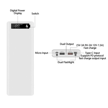 Dvojno USB 10*18650 Moči Banke Primeru Mobilni Telefon, Polnilnik, QC 3.0 PD DIY Lupini 18650 Baterijo Imetnik Shranjevanje Organizirati Polnjenje Box