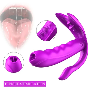 Eden Ključnih Orgazem Nosljivi Vibrator Jezika Lizanje G Spot Stimulator Klitoris Anal Masaža Ogrevanje Dildo, Vibrator Sex Igrača Za Ženske
