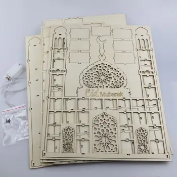 Eid Mubarak Odštevanje Koledar DIY Ramadana Okraski Leseni Predal Stranka Dekor