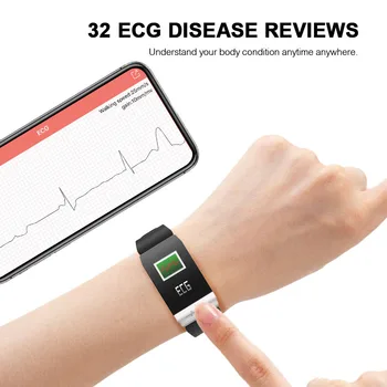 EKG+PPG Fitnes Pametna Zapestnica Srčni utrip, Krvni Tlak Monitor Nepremočljiva Šport Smart Band Vremenska Napoved za Moške, Ženske