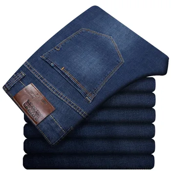 Ekstra velika moške jeans zgosti 160 kg plus velikost 6XL 7XL 8XL 9XL 10XL pasu 132 hlače 44 46 48 50 52 elastična jeseni modra