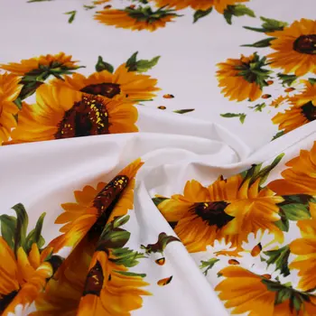 Elastična bombažna tkanina za ženske, otroci, oblačila rumene sončnice Bombažne Tkanine za Obleko Šivanje tkanine DIY lase band materiala