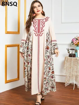 Elegantna Vezenina Maxi Obleko Tiskanja Muslimanskih Abaya Bohemia Afriške Dashiki Vestidos Kimono Dolge Plašče Ramadana Eid Arabski Islamski