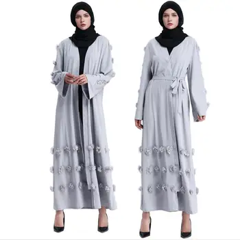 Elegantno Celotno Dolžino Muslimanskih Abaya odprl kimono jopico appliques oblačilih Jilbab ženski Dubaj Muslimani Obleko Islamske obleko wj1248