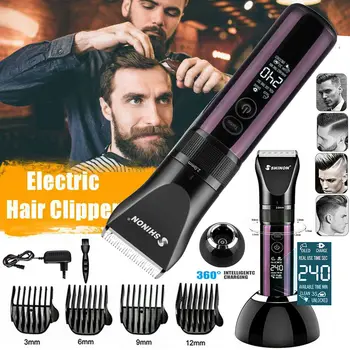 Električni Sušilnik Clipper Polnilna Brivnik 3 Načini Moških LED Zaslon Strokovno človek Lase Clipper Hair Trimmer+Polnjenje Baze