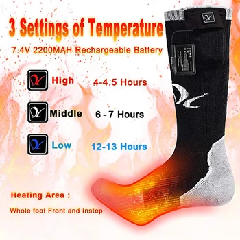 Električno Ogrevane Nogavice Zimske Toplotne Nogavice Baterije Ogrevano 3 Ravni Nadzor Temperature za Moške in Ženske
