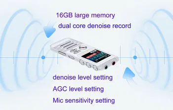 Escytegr 16GB Barvit Zaslon Glas Aktivira Diktafon 1536KBPS Snemanja, Digitalni Snemalnik zvoka Predvajalnik Glasbe MP3 Dictaphone