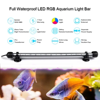 EU NAS Vtič RGB Daljinski Luči Akvarij Fish Tank Nepremočljiva 5050 SMD LED Bar Svetlobe Vodnih Podvodna Svetilka 18-48 CM