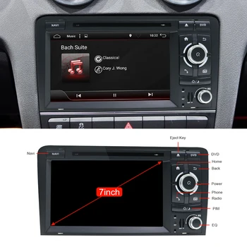 Eunavi Auto Android10 4G 64 G 2DIN AVTO DVD GPS Za Audi A3 8P 2003-2012 S3 2006-2012 RS3 Sportback 2011 multimedijski predvajalnik, 8 Jeder