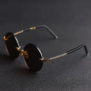 Evove Okrogla sončna Očala Moški Stekla, sončna Očala za Moške Rimless Rjava Letnik Prevelik 58mm-150mm Velika Velika