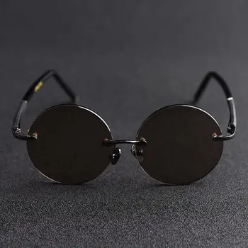 Evove Okrogla sončna Očala Moški Stekla, sončna Očala za Moške Rimless Rjava Letnik Prevelik 58mm-150mm Velika Velika