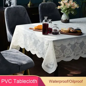 Evropa Kmečko Rose Čipke Pravokotne PVC Prt Nepremočljiva Oilproof Mehko Stranka Kuhinja Dinning Tabela Kritje Doma Dekor