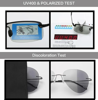 EVUNHUO Realno Titana Photochromic sončna Očala Mens Letalstva Polarizirana UV400 Vožnjo sončna Očala Očala Ženske