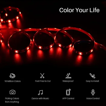 EWeLink L1 Smart LED Luči Trakovi Zatemniti Nepremočljiva WiFi Fleksibilni RGB Trak Luči Delo z Alexa googlova Domača stran Ples z Glasbo