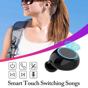 F9-5C TWS Bluetooth slušalke-mini Brezžične Slušalke Nepremočljiva 9D Stereo šport Dotik Slušalke LED Zaslon Z mikrofon Mic