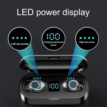 F9 TWS utripajoča Lučka Smart Touch 8D Brezžične Stereo Bluetooth Slušalke 5.0 LED Zaslon Z Dvojno Mikrofon 2000 MAh Polnjenje