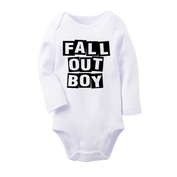 Fall Out Boy FOB Rock Band Design 0-12M Newborn Baby Fantje, Dekleta Obleke z Dolgimi Rokavi Jumpsuit Bombaž Tiskanja Obleka za Malčke