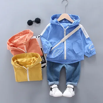 Fantje Kompleti Oblačil Baby Fantje Hooded Coats Vrečke Obleko Hlače 3Pcs Jeseni Otroci Oblačila Otroci Trenirko Športna Oblačila, ki