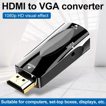 Felkin HDMI-združljiv z VGA Adapter Pretvornik Kabel z Avdio Kablom HDMI Moški-VGA Ženski 1080P Video Pretvornik za PC HDTV