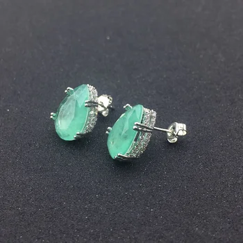 FFGems Ustvarili Smaragdno Uhan Sintetičnih Gemstone Pear10*15 mm Fine Nakit Za Ženske, Gospa Posla svate Darilo, S Box