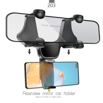 Fimilef Avto Rearview Mirror Držalo Nastavljivo Telefon Stojalo Črne Pametni Avto Nosilec Za iPhone 6 8 Samsung Xiaomi 6 6X