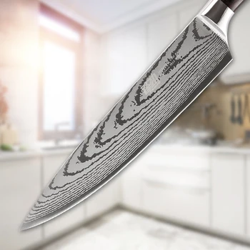 Findking Multi-Funkcijski Laserski Žile Rezilo 8 Inch Iz Nerjavečega Jekla Kuhar Nož Kuhinjski Nož Za Rezanje Nož