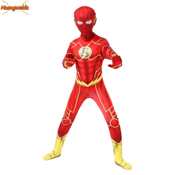 Flash Kostum Otroci Superheroj Barry Allen Cosplay Anime za Otroke Halloween Kostumi za Otroke Oblačila Flash Jumpsuits
