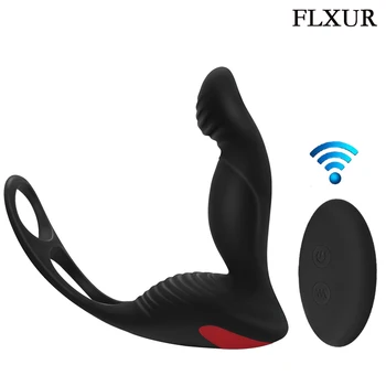 FLXUR 10 Hitrosti Analni Čep, Vibrator Daljinski upravljalnik Prostate Masaža Penis Zamudo Izliv Sex Igrača za Moške Orgazem USB za Polnjenje