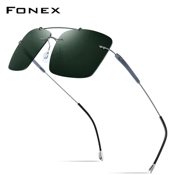 FONEX Titanove Zlitine TR90 Rimless sončna Očala Moških Novo Ultralahkih Brezvijačno Kvadratnih Ženske Polarizirana sončna Očala za Moške 20009