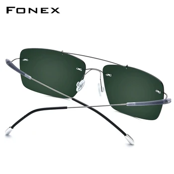 FONEX Titanove Zlitine TR90 Rimless sončna Očala Moških Novo Ultralahkih Brezvijačno Kvadratnih Ženske Polarizirana sončna Očala za Moške 20009