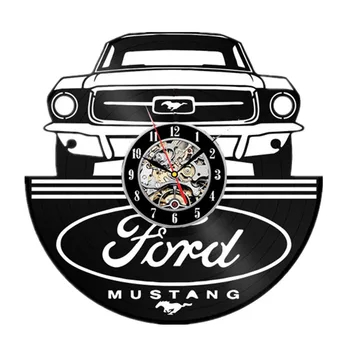 Ford Mustang Vinil Zapis Stenske Ure Sodoben Design, Dnevna Soba Dekoracijo Avtomobilov Logotip Visi Ure Steno Gledal Doma Dekor Tiho