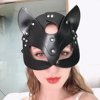 Fullyoung Nove Seksi Usnje Masko Bdsm Punk Fetiš Erotično Halloween Carnival Cosplay Catwoman Zajček Maske Maškarada Stranka Masko