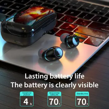 G08 Bluetooth 5.1 Slušalke Touch Kontrole Brezžični Headphons HiFi IPX7 Nepremočljiva Čepkov Slušalke Z LED Zaslon Polnjenje Box