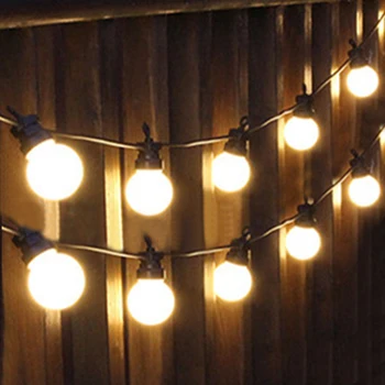 G50 LED Mlečno Svetu Žogo Božično Niz Svetlobe Toplo Bela Prostem Svetu Festoon Garland Luč Za Poroko Vrtno zabavo Teras