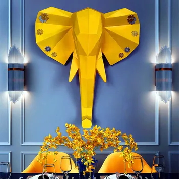 Geometrijske slon glavo dekoracijo sten steni visi v Dnevni sobi bar ozadju dekoracijo sten tri-dimenzionalni živali glavo