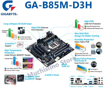 Gigabyte GA B85M D3H Uporablja Desktop motherboard plošče PC 1150 LGA i3 i5, i7 DDR3 B85M-D3H 32GB prvotne mainboard Mikro-ATX