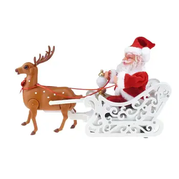 Glasba Božič Električni Elk Vleče Sani Jelenov Igrače Santa Claus Elk Sled Lutka Božič Figur Ornament Družini Stranka Darila