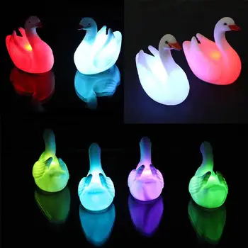 Gospodinjski LED Nočna Lučka Pisane Swan Oblikovan Flash Kristalno Lučka Za Spalnico Svetlobe Doma Dekor Luna Svetilke